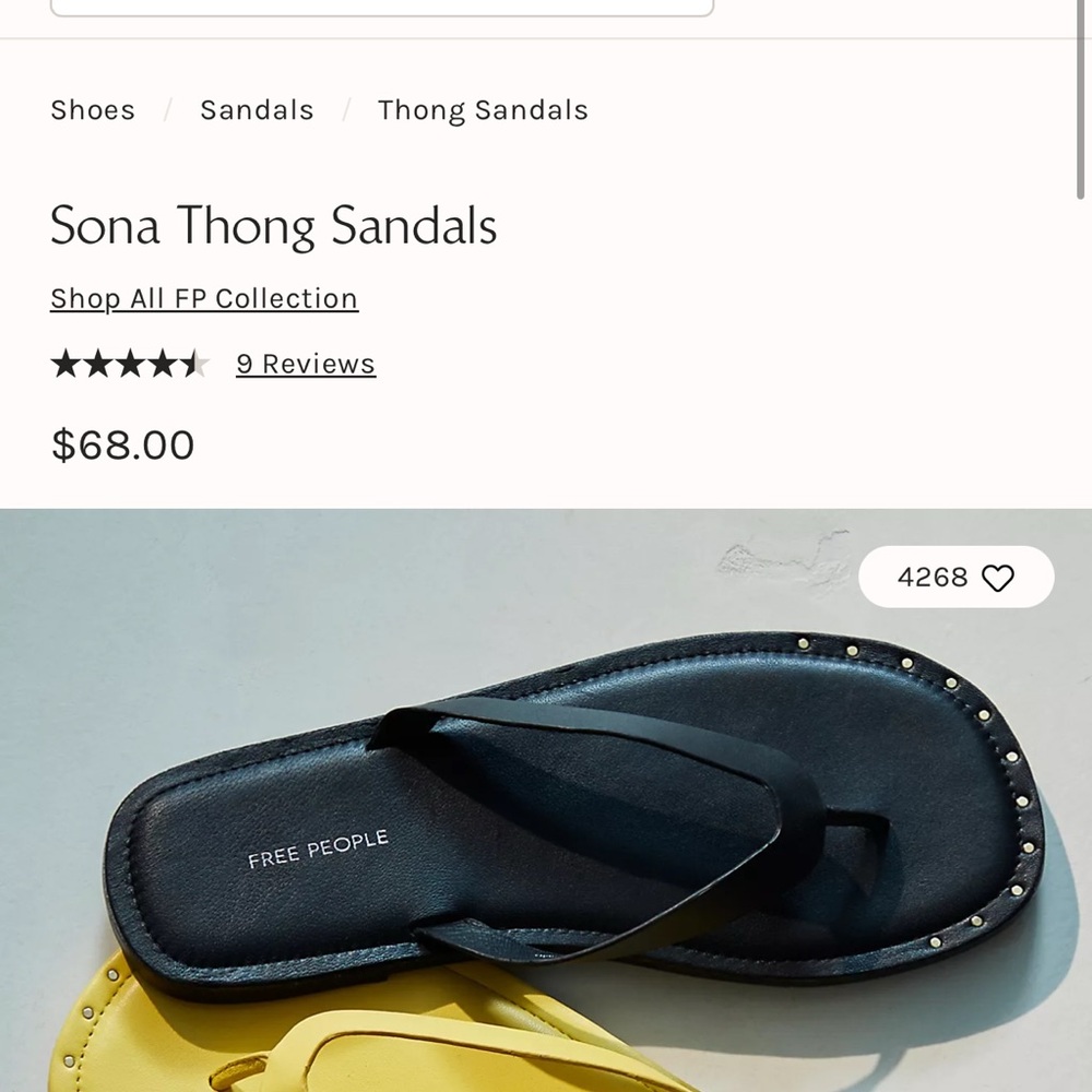 Free People Black Sonia Thong Sandals